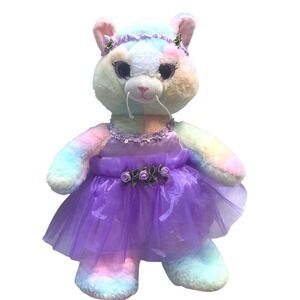 Teddy Mountain Rainbow Pastel Cat Plush Purple Tutu‎ Dress 11" Stuffed Animal